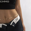 Corrente de cintura com franjas de strass