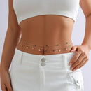 Corrente de cintura com franjas de strass