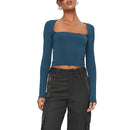 Blusa Feminina Slim Fit com Decote Quadrado