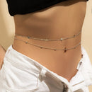 Corrente de cintura com franjas de strass