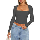 Blusa Feminina Slim Fit com Decote Quadrado