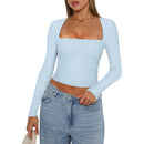 Blusa Feminina Slim Fit com Decote Quadrado