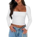Blusa Feminina Slim Fit com Decote Quadrado