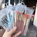 Kit com 8 Mini Pincéis de Maquiagem com Estojo Transparente