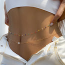 Corrente de cintura com franjas de strass