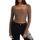 Blusa Feminina Slim Fit com Decote Quadrado