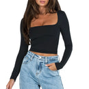 Blusa Feminina Slim Fit com Decote Quadrado