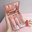 Conjunto de 5 Pincéis de Maquiagem Portáteis com Espelho