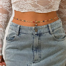 Corrente de cintura com franjas de strass