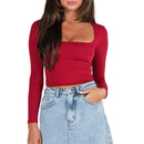 Blusa Feminina Slim Fit com Decote Quadrado