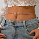 Corrente de cintura com franjas de strass