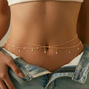 Corrente de cintura com franjas de strass