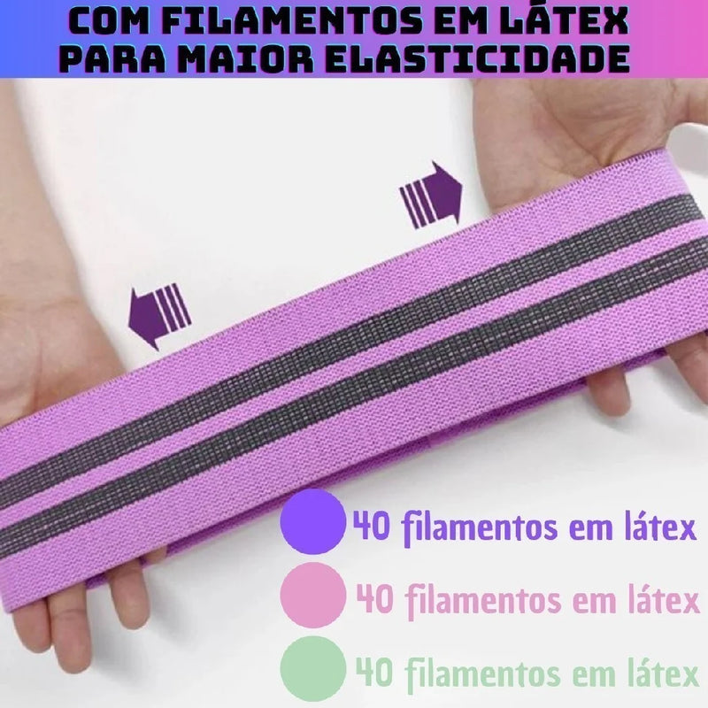 Kit com 3 Bandas Elásticas de Exercício
