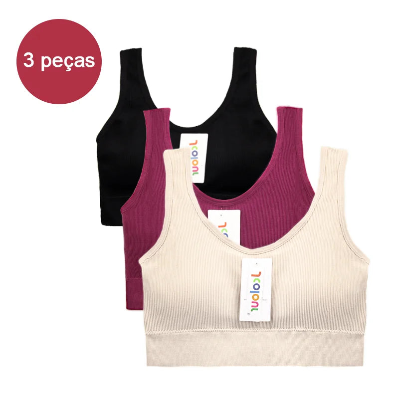 Kit com 3 Sutiãs Sem Costura