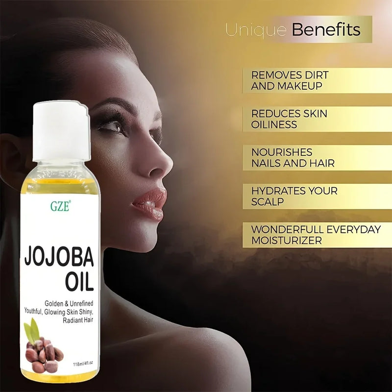 Óleo de Jojoba Orgânico GZE, Hidratante Puro para Rosto, Cabelo, Pele e Unhas