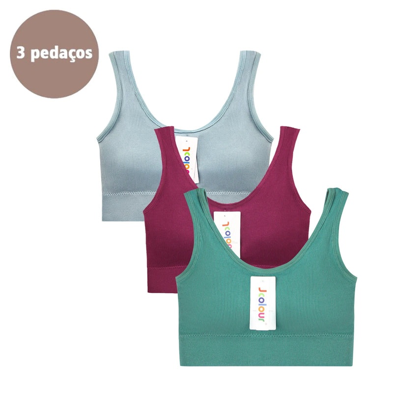 Kit com 3 Sutiãs Sem Costura