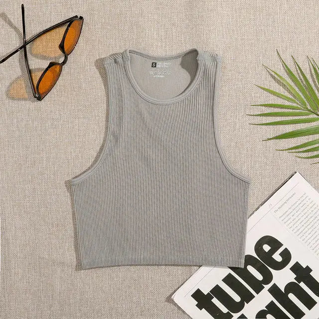 Top Cropped Feminino Básico Sem Costura