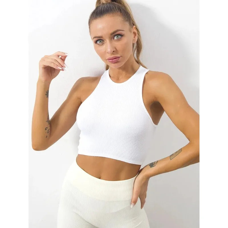 Top Cropped Feminino Básico Sem Costura