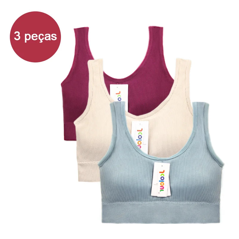 Kit com 3 Sutiãs Sem Costura