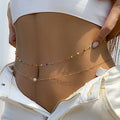 Corrente de cintura com franjas de strass
