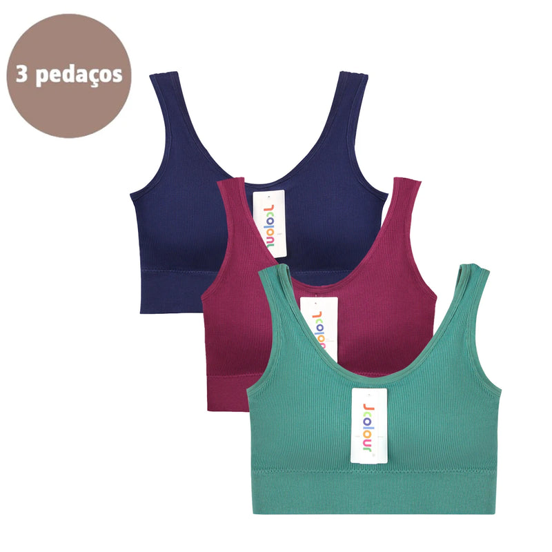 Kit com 3 Sutiãs Sem Costura