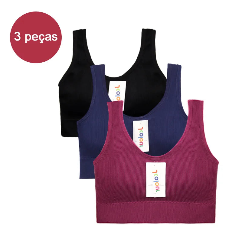 Kit com 3 Sutiãs Sem Costura