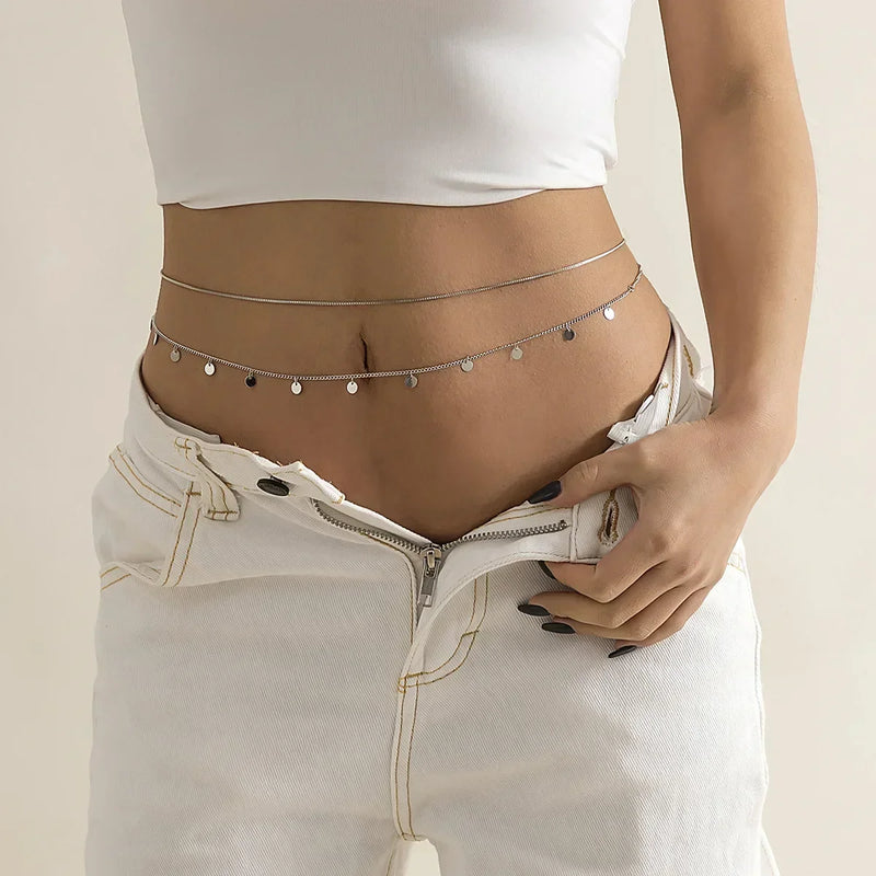 Corrente de cintura com franjas de strass