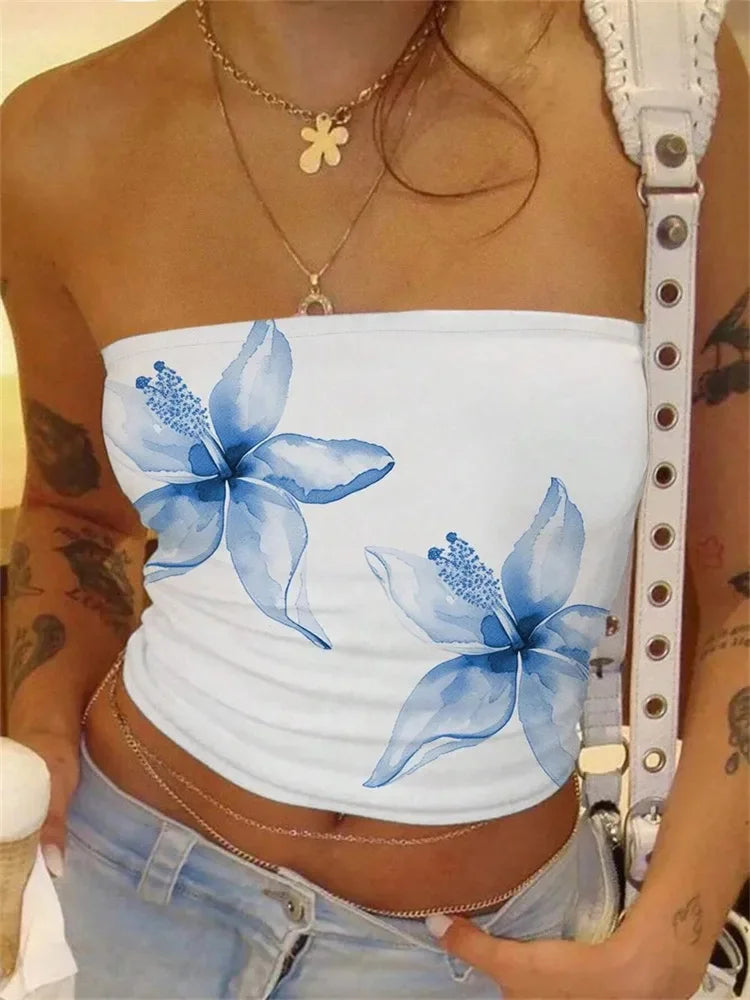 Top Faixa Feminino Estampado Floral
