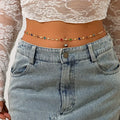 Corrente de cintura com franjas de strass