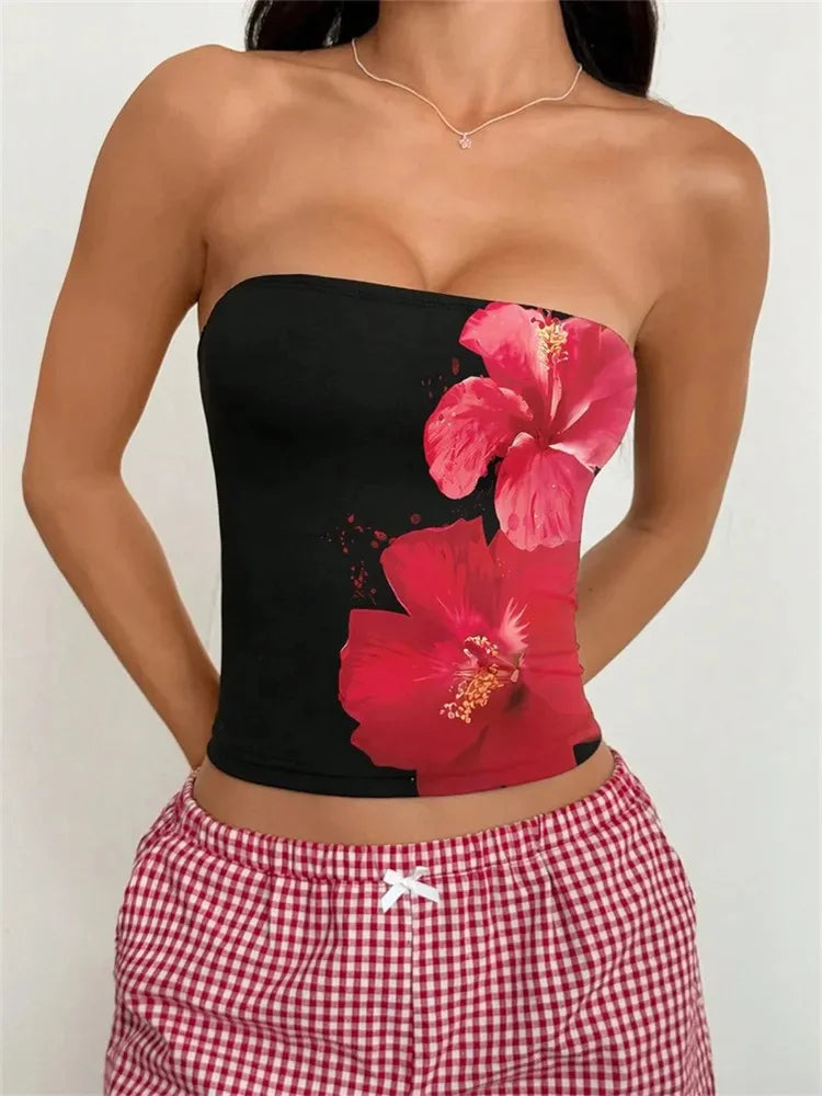 Top Faixa Feminino Estampado Floral