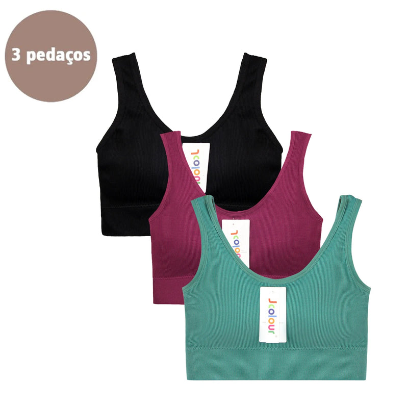 Kit com 3 Sutiãs Sem Costura