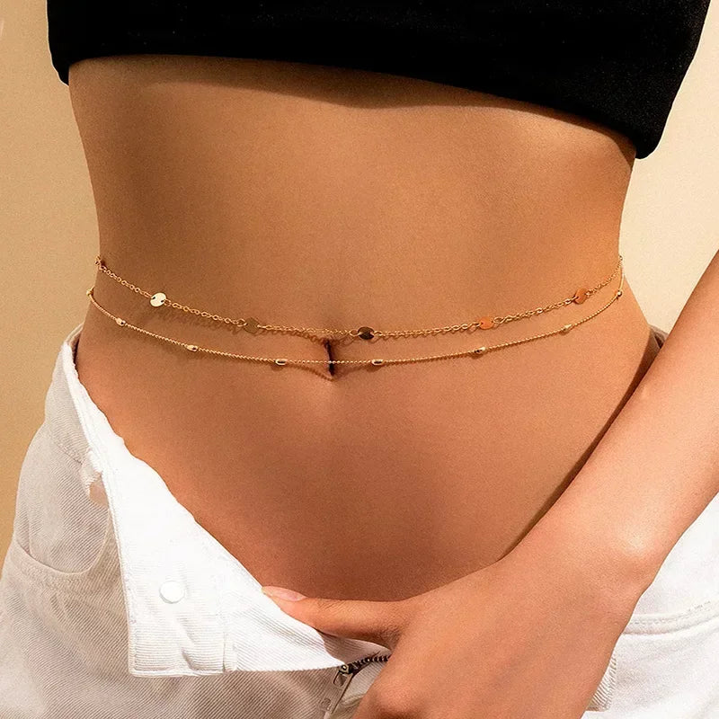 Corrente de cintura com franjas de strass